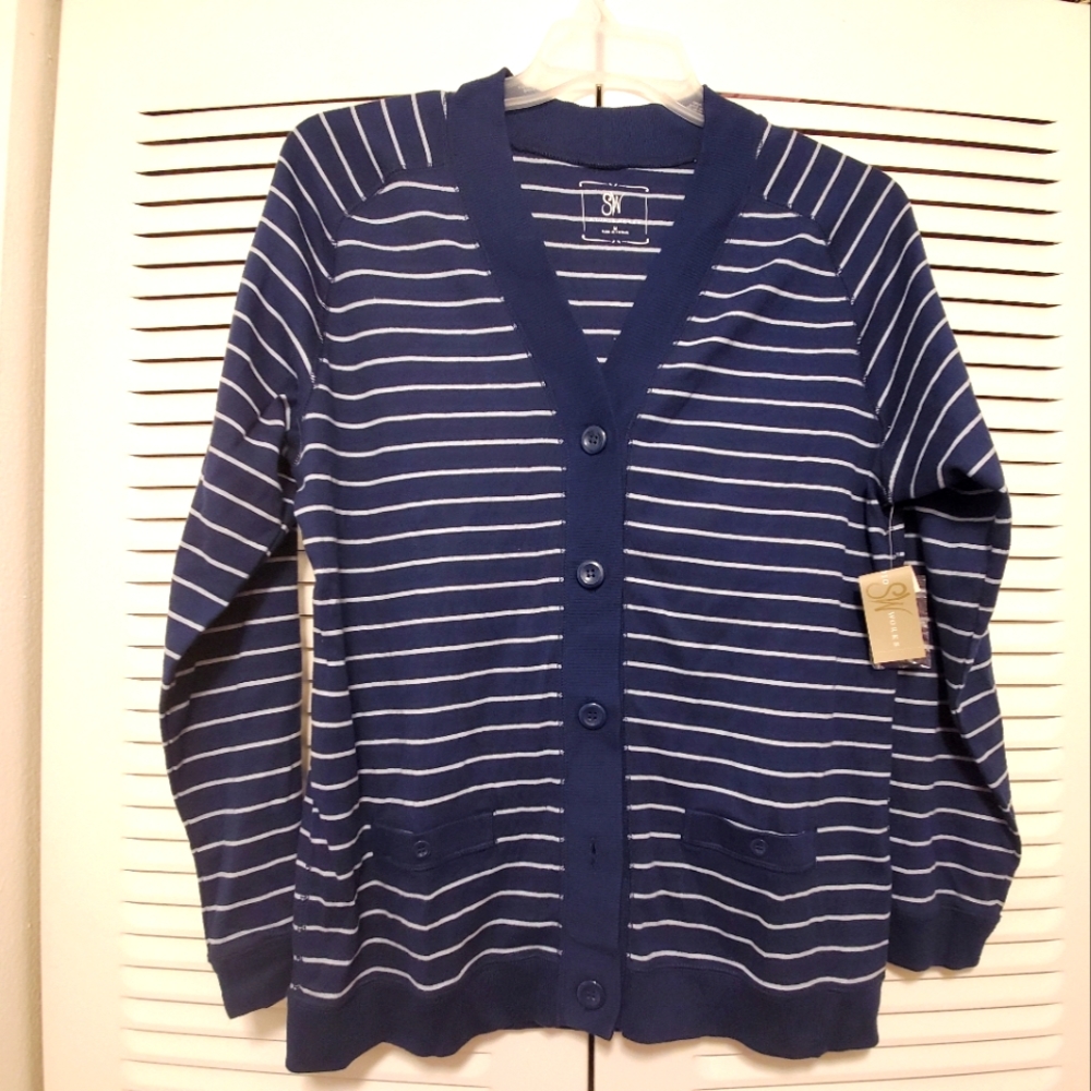 Studio Works Grey and Blue long-sleeved Sweater
